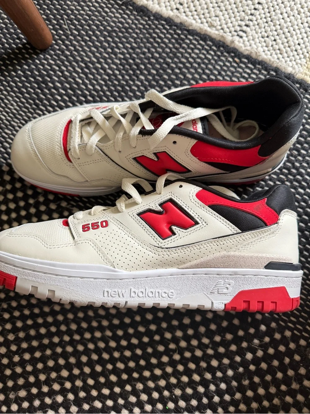 New Balance Men’s 550 White and Red Sneakers